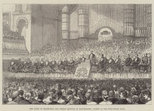 Il Duca di Edimburgo e il Principe Leopoldo a Manchester, soirée nella Free-Trade Hall